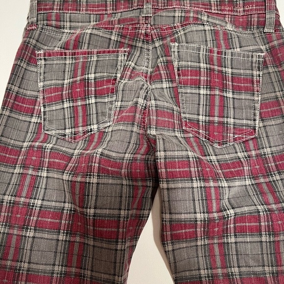 Current Elliott The Soho Zip Stiletto Skinny Jeans In Red Gray Plaid Size 26/0 - Picture 6 of 8